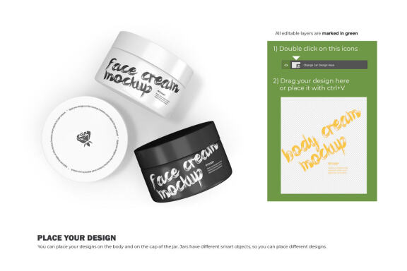 3D Plastic Jars - Cosmetic Product Mockup