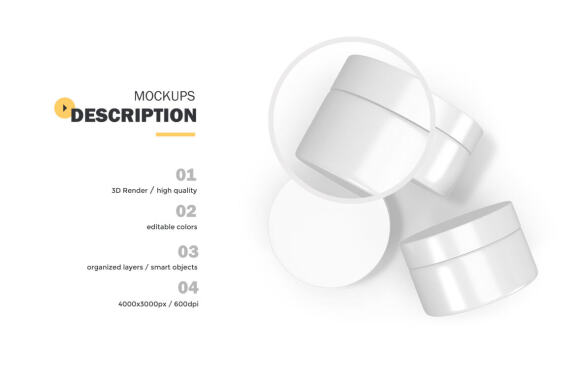 3D Plastic Jars - Cosmetic Product Mockup