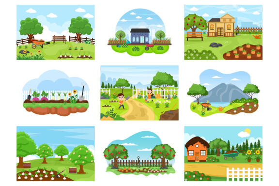 30 Farm Gardener Background Vector