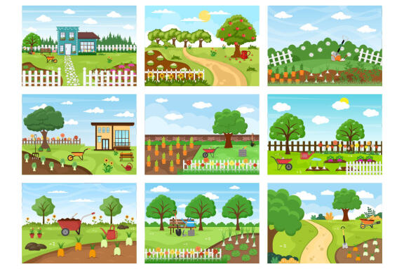 30 Farm Gardener Background Vector
