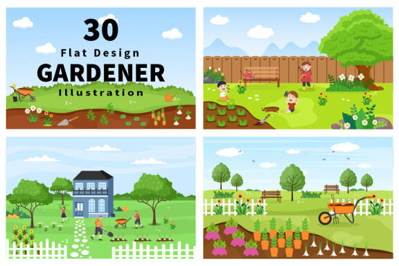 30 Farm Gardener Background Vector