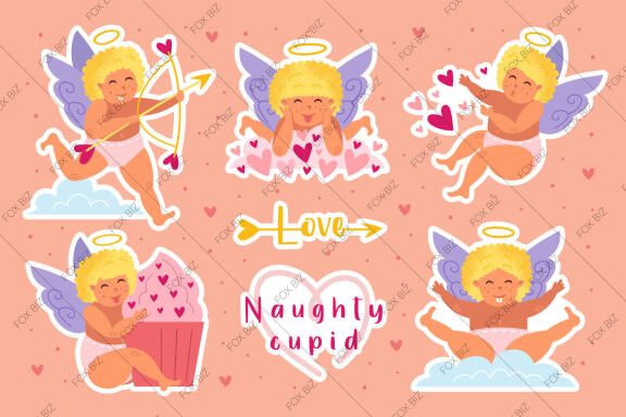 Naughty cupid, cherub. St Valentine's Day clip art