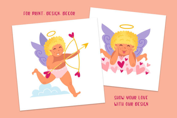 Naughty cupid, cherub. St Valentine's Day clip art
