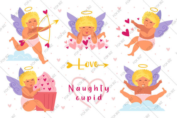 Naughty cupid, cherub. St Valentine's Day clip art