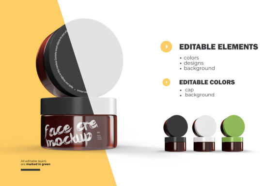 3D Amber Glass Jars - PSD Mockup