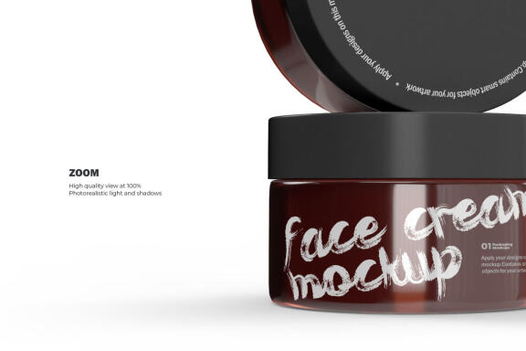 3D Amber Glass Jars - PSD Mockup