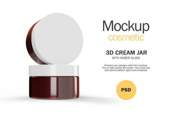 3D Amber Glass Jars - PSD Mockup