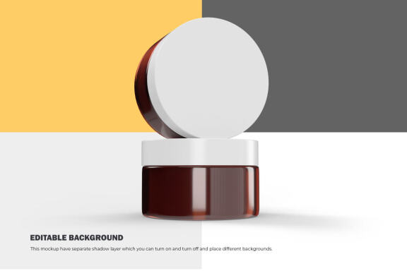 3D Amber Glass Jars - PSD Mockup