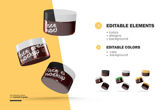 3D Amber Glass Jars - PSD Mockup
