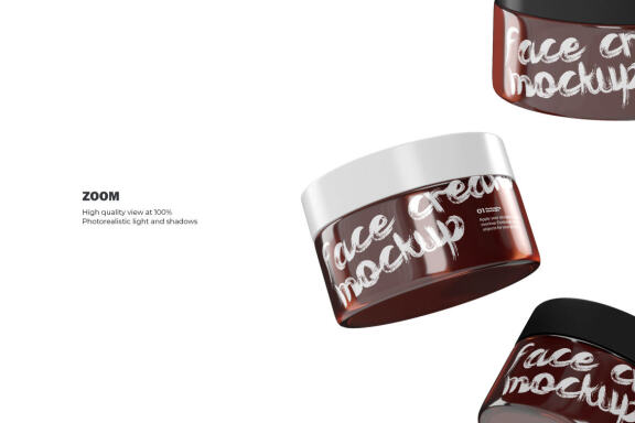 3D Amber Glass Jars - PSD Mockup