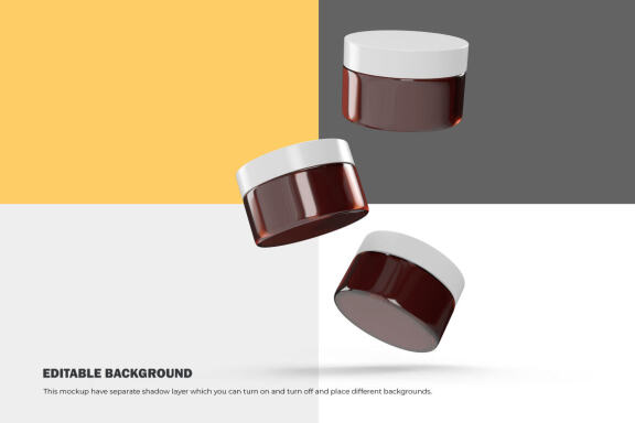 3D Amber Glass Jars - PSD Mockup