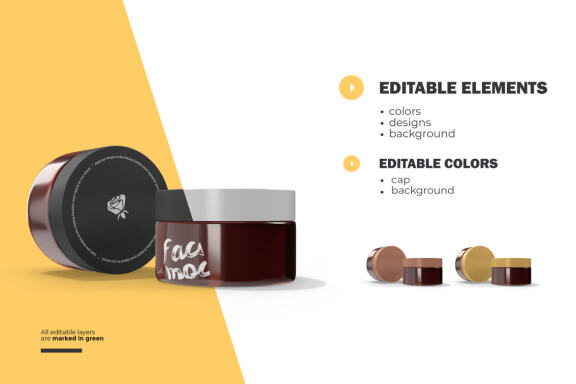 3D Amber Glass Jars - PSD Mockup