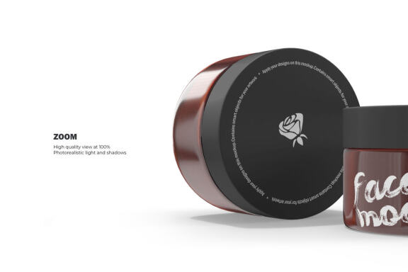 3D Amber Glass Jars - PSD Mockup
