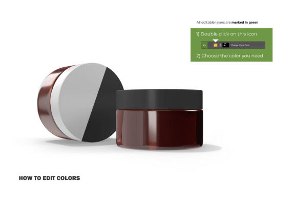 3D Amber Glass Jars - PSD Mockup