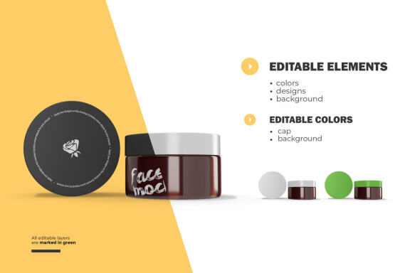3D Amber Glass Jars - PSD Mockup