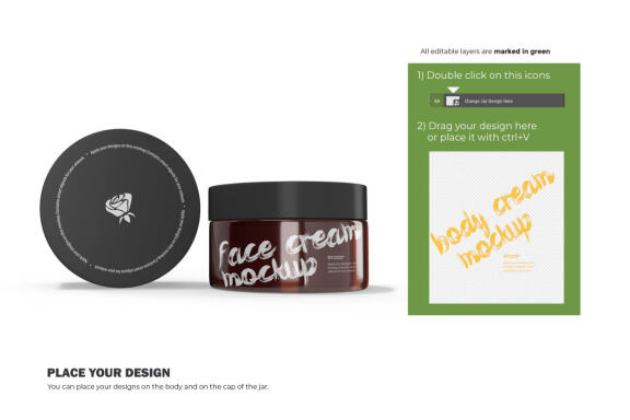 3D Amber Glass Jars - PSD Mockup