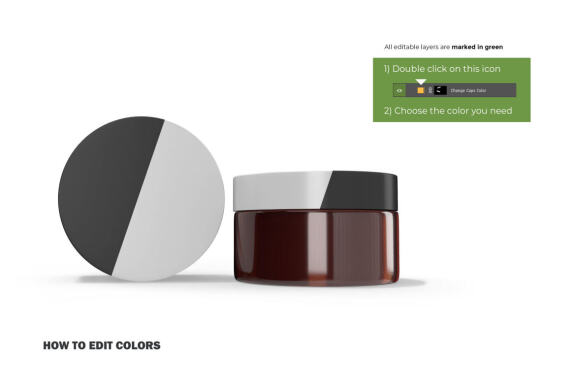 3D Amber Glass Jars - PSD Mockup