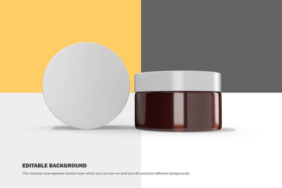 3D Amber Glass Jars - PSD Mockup