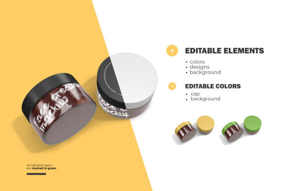 3D Amber Glass Jars - PSD Mockup