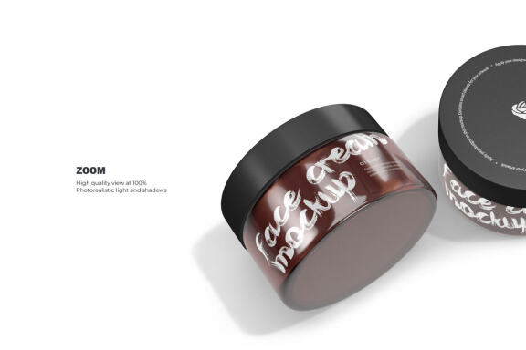 3D Amber Glass Jars - PSD Mockup