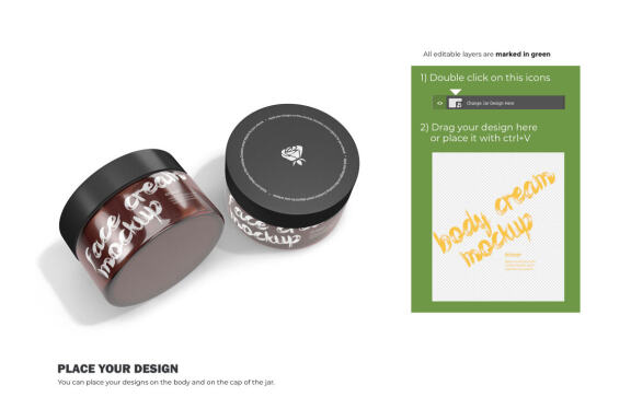 3D Amber Glass Jars - PSD Mockup