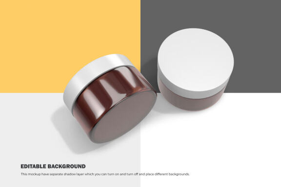 3D Amber Glass Jars - PSD Mockup