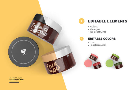 3D Amber Glass Jars - PSD Mockup