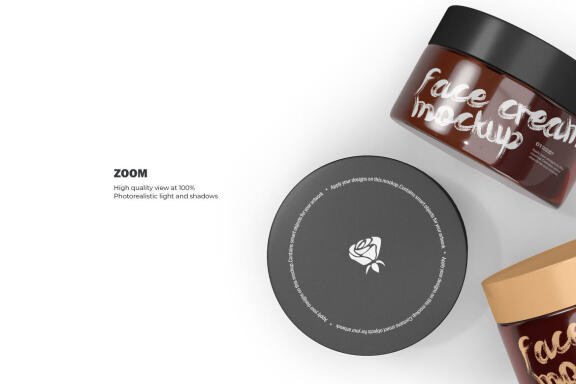 3D Amber Glass Jars - PSD Mockup