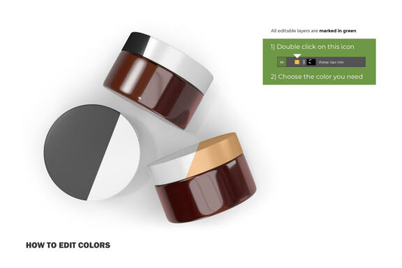 3D Amber Glass Jars - PSD Mockup