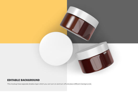 3D Amber Glass Jars - PSD Mockup