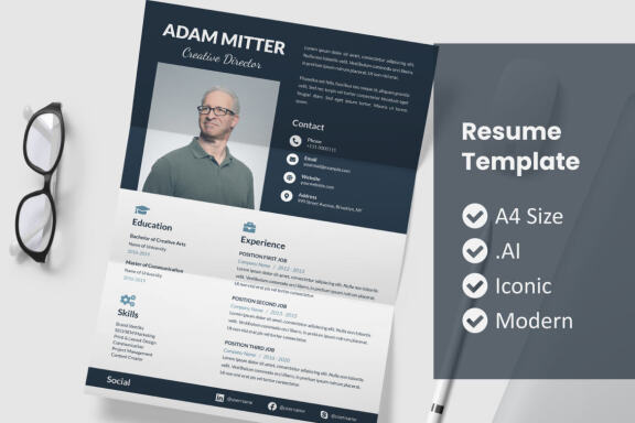 Half Block Resume Template