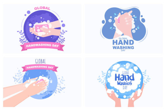 12 Washing Hands For Prevent Covid 19 Vector