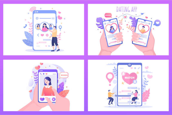 16 Dating App Flat Design Illustration