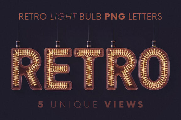 Retro Light Bulbs - 3D Lettering