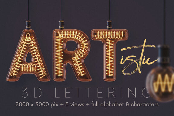 Retro Light Bulbs - 3D Lettering