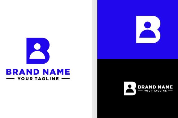 LETTER B LOGO PEOPLE NEGATIVE SPACE EDITABLE