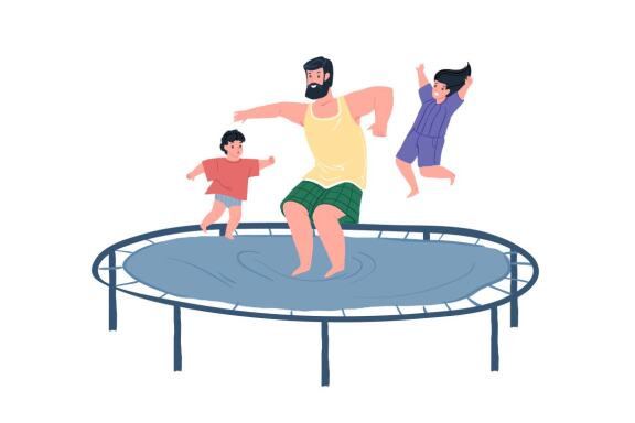 Family activities concept. Father with children