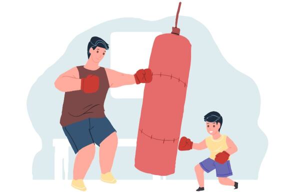 Family activities concept. Father with children