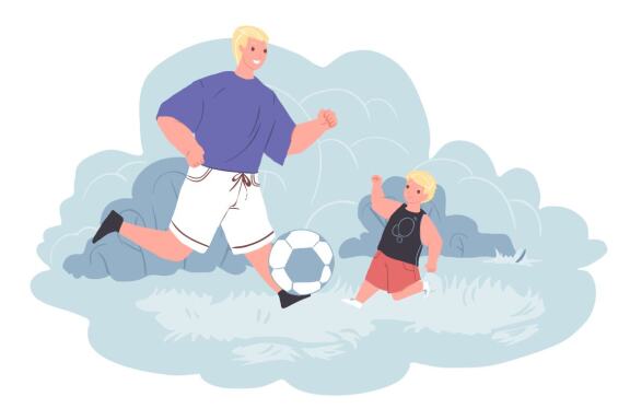 Family activities concept. Father with children