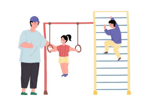 Family activities concept. Father with children