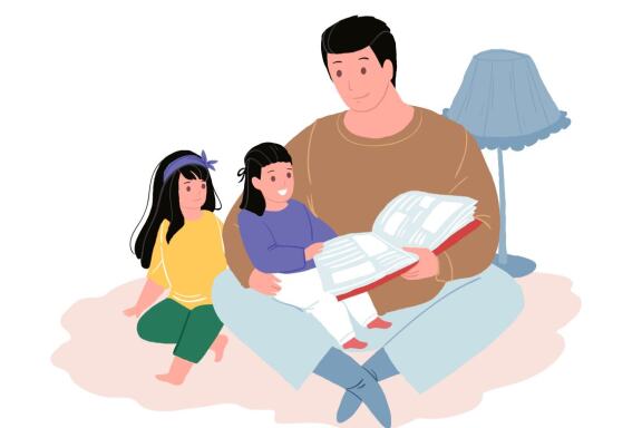 Family activities concept. Father with children