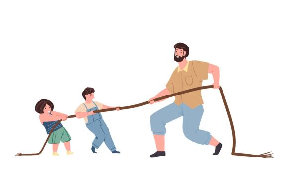Family activities concept. Father with children