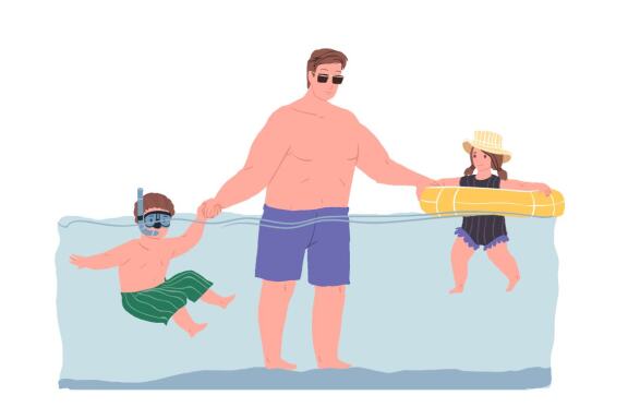 Family activities concept. Father with children