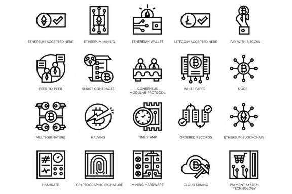 74 Bitcoin & Cryptocurrency Line Icons