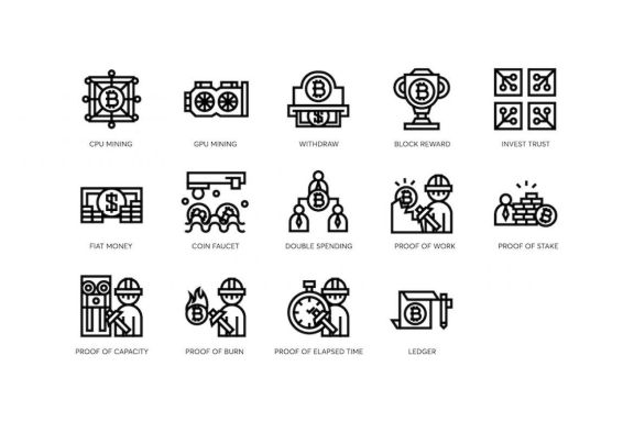 74 Bitcoin & Cryptocurrency Line Icons