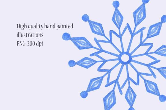 Snowflakes watercolor winter clipart