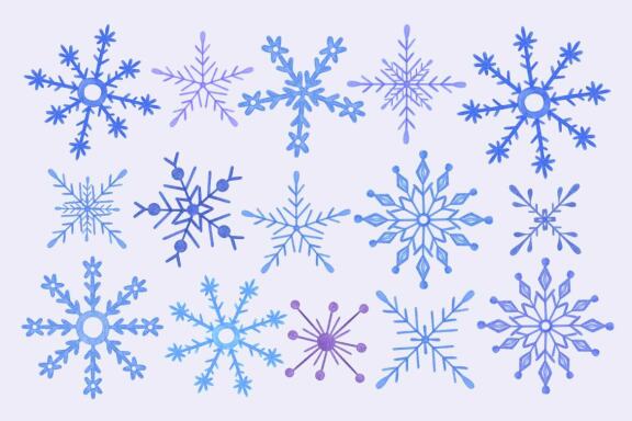 Snowflakes watercolor winter clipart