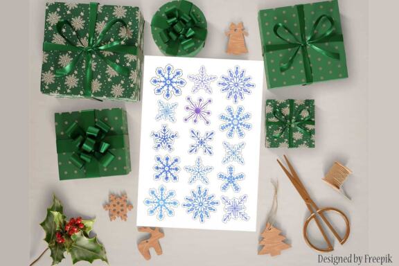 Snowflakes watercolor winter clipart