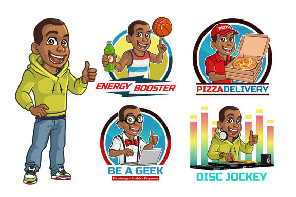 Afro Boy Cartoon Logo
