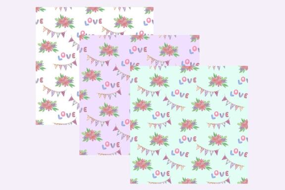 St Valentine's day Love Watercolor Digital Paper pack